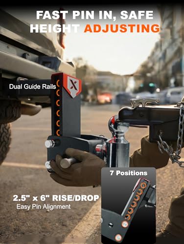 Young Adjustable Trailer Hitch, 2.5 in Receiver, 6 in Drop/Rise - size: 2.5" x 6" Drop