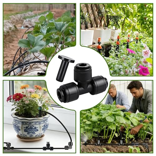 30 Pcs Quick 1/4" Drip Irrigation Tee Fittings with 10 End Plugs - size: 30PCS 1/4" Tee