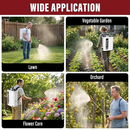 Backpack Sprayer Battery Powered 3.2 Gallon, Electric Backpack Sprayer with Telescopic Wand, Lawn Sprayer with 5 Nozzles, 18V 2.0Ah Battery & Charger for Lawn, Garden, Yard - size: 3.2Gallons