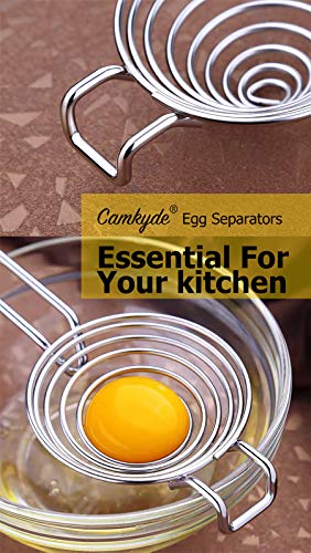 CAMKYDE Egg Separator Food Grade Stainless Steel Egg Yolk White Separation Tool, Set of 2 (Black) - color: Black