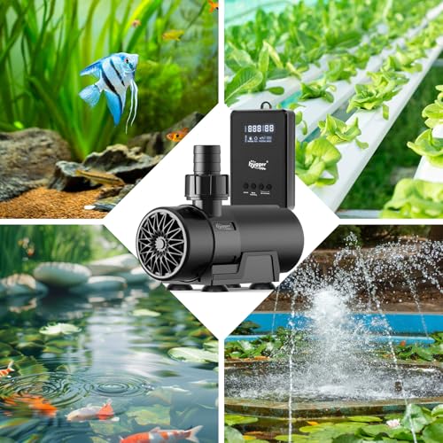 hygger 15W-100W Water Pump with Controller (Up to 3430GPH), Submersible/Inline Return Pump with Adjustable Mode/Flow, 2 Fountain Pump with 2 Inlet Cover and 3 Nozzles, for Fish Tank, Pond, Aquarium - size: 1056GPH-30W