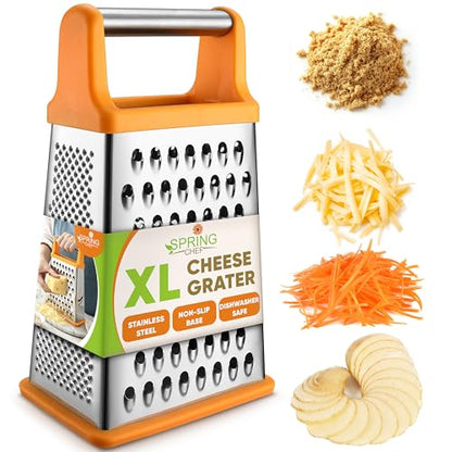 Spring Chef Stainless Steel XL Cheese Grater for Kitchen, Mango - color: Mango