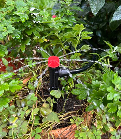 50pcs Drip Irrigation Emitters for 1/4" Tubing, 360 Degree Adjustable Flow - size: 50pcs Drip Emitters with Lock Barbed