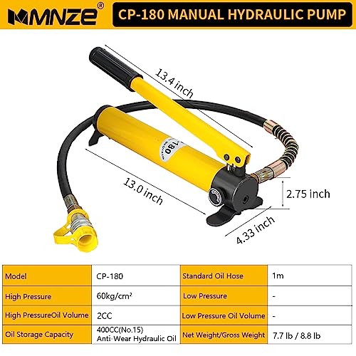 10T 11mm/0.43" Stroke Hydraulic Cylinder Jack Sets Mini Hydraulic Ram Jack Porta Power Kits Retract Automatically Split Hydraulic Single Acting Lifting Cylinders with CP-180 Hydraulic Hand Pump - size: 10T, 11mm/0.43" Stroke + CP-180 Pump