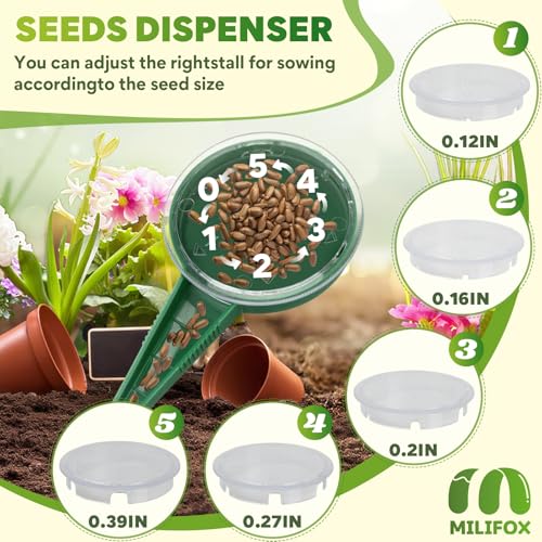 7 Pcs Seed Planter Tools, 12-Hole Garden Dibber, Seed Spreader