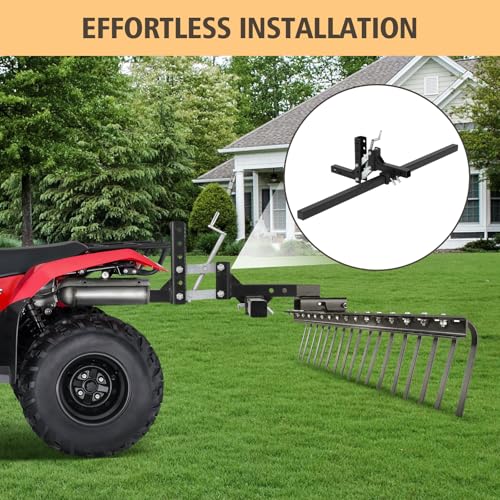 Manual Implement Lift, 1 Point and 2 Inch Receiver, 50 in, Adjustable Height, UTV ATV Rake Scrape Blade Plow Disc Universal Tow Behind Attachments