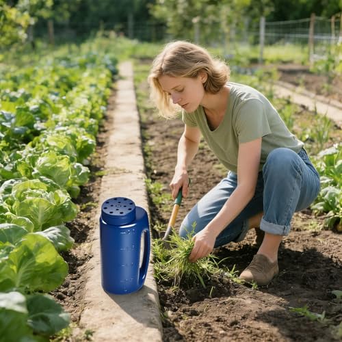 ZXJ Handheld Seed Shaker – Hand Spreader - 90oz Capacity Multi-Purpose Spreader for Fertilizer, Grass Seed, Ice Melt & Lawn Care - Blue - color: Blue