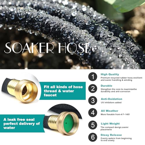 5/8" 50 FT*2 Pack Soaker Hose for Water Drip Irrigation for Lawn - size: 50FT*2
