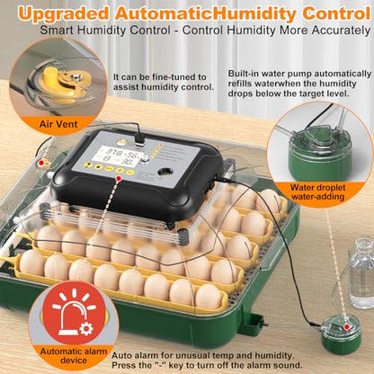 30 Egg Incubator for Hatching Eggs with Auto Egg Turning, High Precision Temperature & Humidity Display, Hatch Day, Egg Candler, Incubator for Hatching Chickens, Higher Hatch Rate