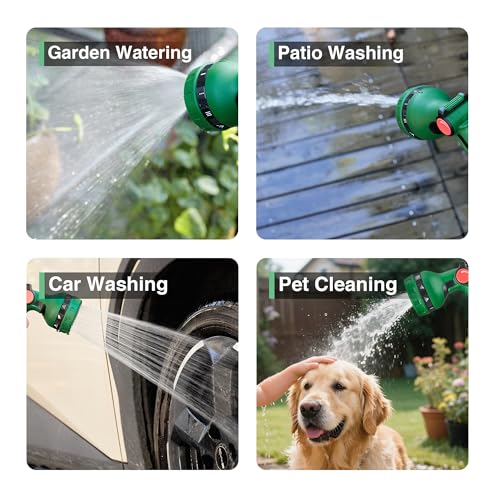 1/2" x 50FT Retractable Garden Hose Reel，With 10 Patterns Spray Nozzle，Portable Heavy Duty Garden Hose Holder for Garden Watering，Car & Patio Washing，Pet Cleaning（Green）