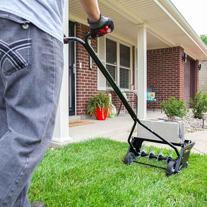 Brinly 20" Premium Push Spike Aerator with 3D Galvanized Steel Tines and Weight Tray