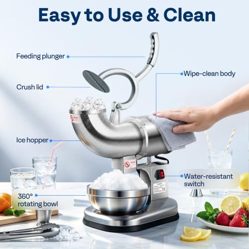 VIVOHOME Electric Dual Blades Ice Crusher Shaver Silver 440lbs/hr
