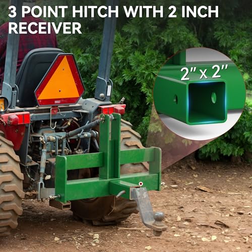 YITAMOTOR 3 Point Trailer Quick Hitch with 2" Receiver for CAT 1 Tractor - color: Green
