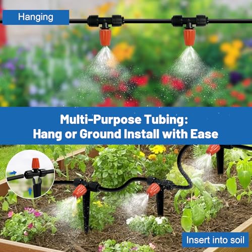 Misting Drip Irrigation System for Garden Watering,Raised Bed 120FT - size: 120FT