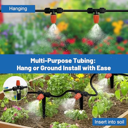 Misting Drip Irrigation System for Garden Watering,Raised Bed 120FT - size: 120FT