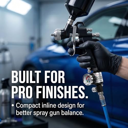 LE LEMATEC Paint Sprayer Regulator with Gauge & Water Separator