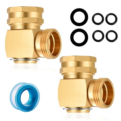 Garden Hose Swivel elbow Connector 90 Degree Solid Brass Pipe Fittings Hose Kink Protector (2 Pack) - color: 2 Pack