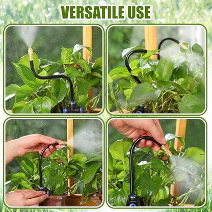 MorningRo 98 ft Drip Irrigation Kit, 5/16" Tube Automatic Watering System with 30pcs 360° Adjustable Brass Nozzles, Water Saving DIY for Garden, Lawn, Yard, Greenhouse Plants - size: 98 ft