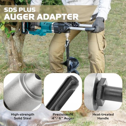 Earth Auger Drill Adapter for 1/2" SDS Plus Corded Cordless Drill