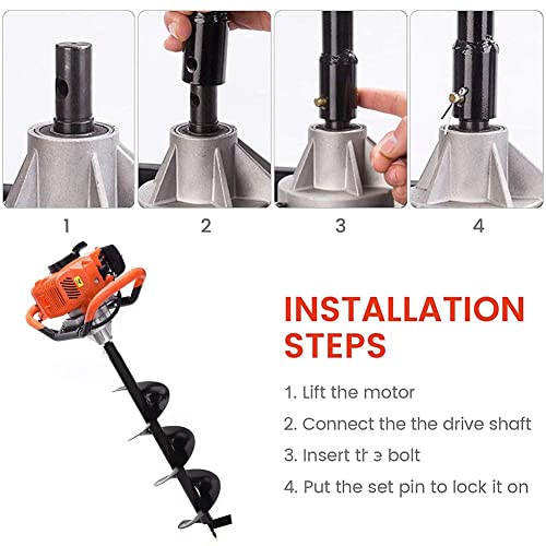 62cc Post Hole Digger Gas Powered Earth Digger 3 Bits + 3 Rods - size: 62cc+3 auger(3"5"8")+3 Ext(24"24"24")