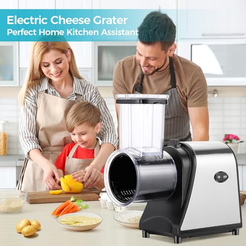 250W Electric Cheese Grater Slicer Shredder 5-in-1 Salad Maker for Kitchen