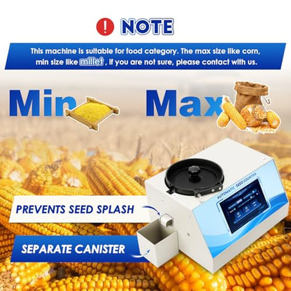 CGOLDENWALL Automatic Multi-functions Touchscreen Seeds Counter Machine With Data Storage, Adjustable Speed/Brightness, High Precision Counting for Various Shapes Cereals Seeds (Clearance Adjustment)
