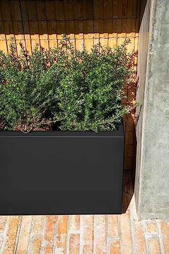 Veradek Block Series Long Box Planter - Rectangular Outdoor Planter - color: Black, size: Small