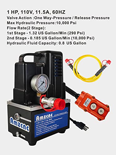 AMZCNC 110V/120V 10K PSI Electric Hydraulic Pump, Single Acting - style: 10000Psi One Way Mini