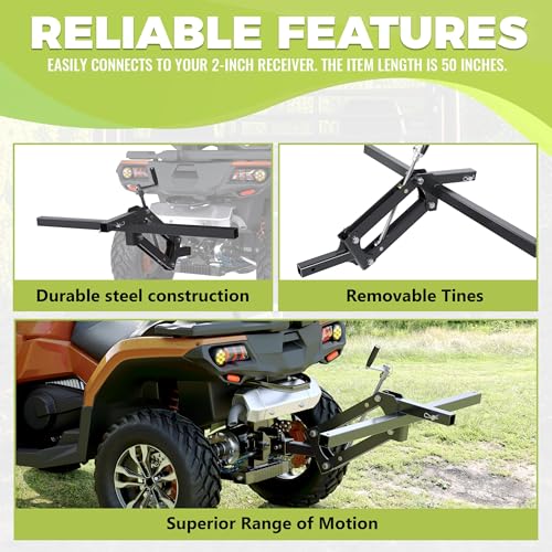 KUAFU ATV/UTV Manual Implement Lift, 1-Point and 2-Inch Receiver, 50 in,