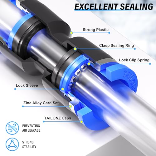 TAILONZ 5/32" Push to Connect Fitting Splitters+Elbows+Tees+Straight 40pcs - color: Blue, size: 5/32"OD/40PCS