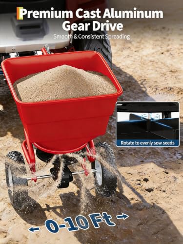 Tow Behind Broadcast Spreader, Red - color: Red