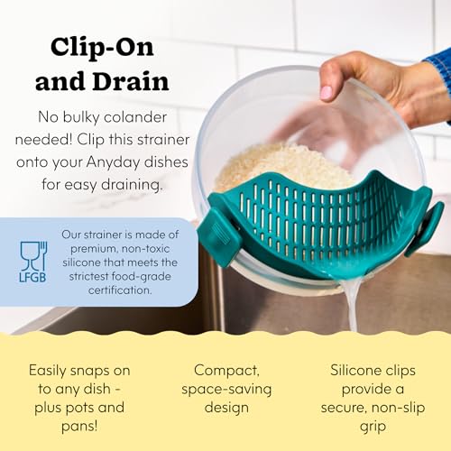 Anyday Silicone Clip On Pot Strainer, Black Sesame - color: Black Sesame
