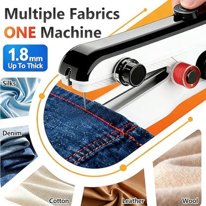 Handheld Sewing Machine, Heavy Duty Mini Sewing Machine 2-Speed 2 Power Modes Quick Sewing Kit Hand Sewing Machines Stitching for Beginners Adult, Portable Sewing Machine Suitable for DIY/Home/Travel