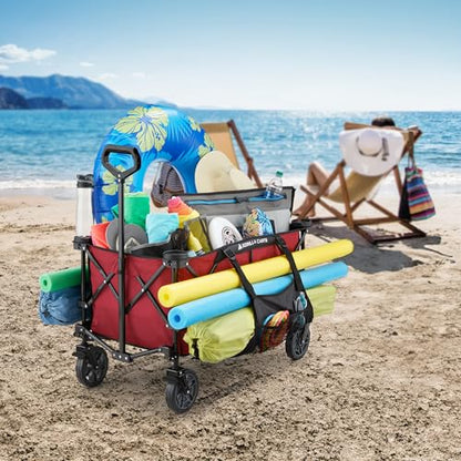 Gorilla Carts Collapsible Folding Outdoor Utility Wagon, 7 Cu Ft, Red - color: Red