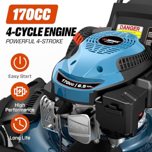 SENIX 21 in Self Propelled Gas Lawn Mower, 6 Cutting Height Adjustment - size: 21 Inch