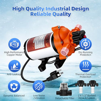 Upgraded 33-Series 115VAC 3.3 GPM, 45 PSI Self-Priming Water Pressure Pump - size: 115V 3.3