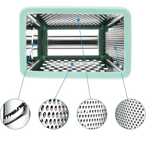 Spring Chef Stainless Steel XL Cheese Grater for Kitchen, Mint - color: Mint
