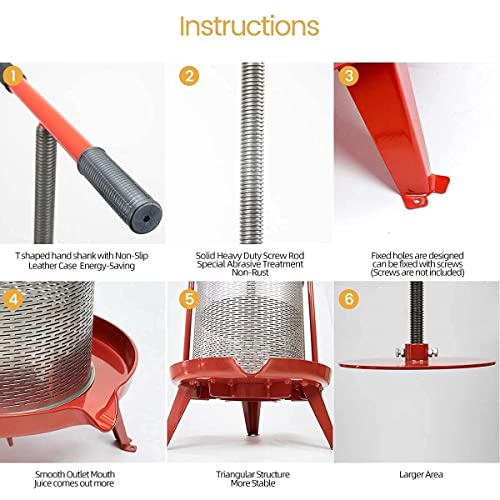 Fruit Wine Press and Crusher,100% Nature Apple&Grape&Berries Crusher Manual Juice Maker for Kitchen