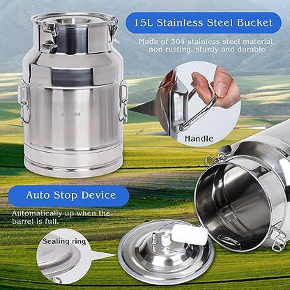 15L Rechargeable Cow Milking Machine Portable Electric Cow Milker