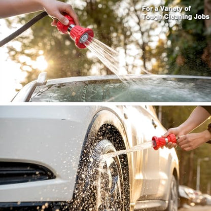 FANHAO Fireman Style Garden Hose Nozzle, High Pressure Adjustable Sprayer - color: Red