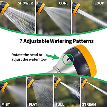 AUTOMAN Garden Nozzle Sprayer, High Pressure Spray Nozzle, 100% Metal Water Hose Nozzle, 7 Patterns Watering Nozzle, Heavy Duty Sprayer Garden Nozzle for Watering Plants & Lawns, Washing Cars & Pets - color: Metal