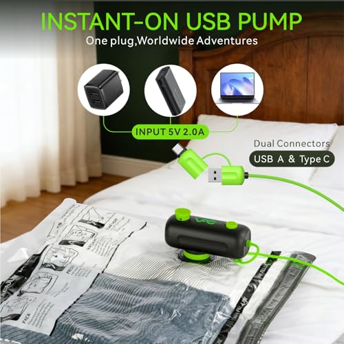 Vacuum Bags for Travel - USB Electric Pump, 9 Pack Carry-on Size Vacuum Seal Bags for Clothing - Space Saver Vacuum Storage Bags for Luggage, Travel Essentials. - style: 9 bags + USB pump
