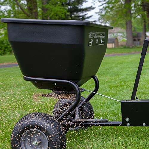 Brinly BS36BH-A Tow Behind Broadcast Spreader with Universal Hitch, 175 lb.+ -Flat Black - color: Flat Black