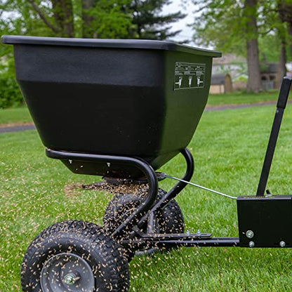 Brinly BS36BH-A Tow Behind Broadcast Spreader with Universal Hitch, 175 lb.+ -Flat Black - color: Flat Black