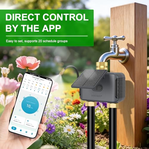 120FT WiFi Solar Drip Irrigation System, Dual Zone Timer - size: 120-Foot Dual-Tube Brass Solar Wireless Timer