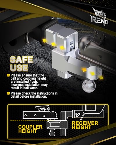 RENO Trailer Hitch (2.5" Receiver) - 4" Drop/Rise Adjustable Trailer Hitch - size: 2.5" Receiver x 4" Drop/Rise