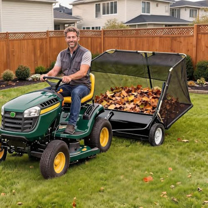 Garvee 52" Lawn Sweeper Tow Behind with 33.55 Cu. ft. Hopper - color: Black, size: 52 Inch