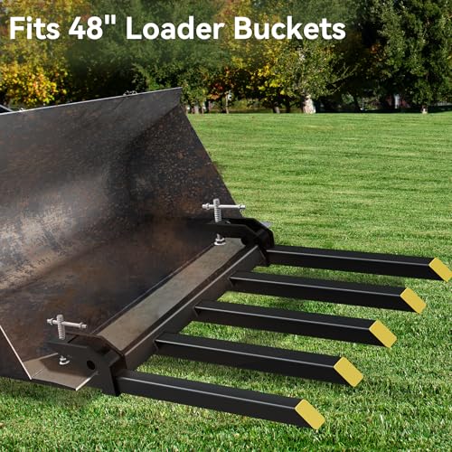 YINTATECH 48" Clamp on Debris Forks 2500 lbs Loader Bucket Fork - size: 48 IN