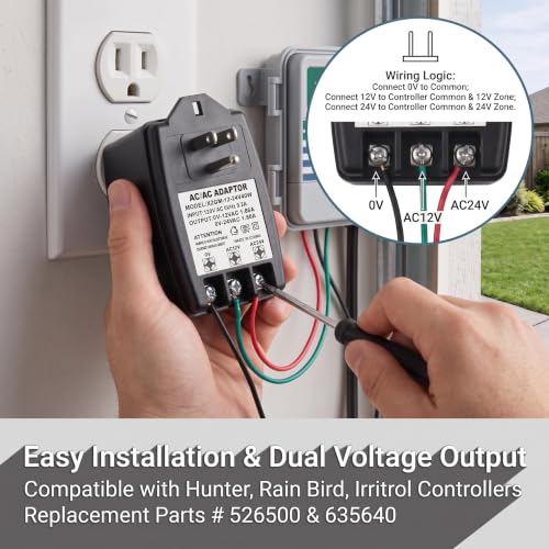 Dual 12V&24V 1.66A Sprinkler Transformer for Hunter Rain Bird
