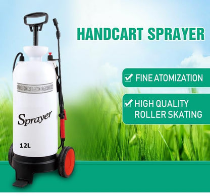 3.2 Gallon Pump Pressure Sprayer Hand Cart on Wheels for Lawn & Garden